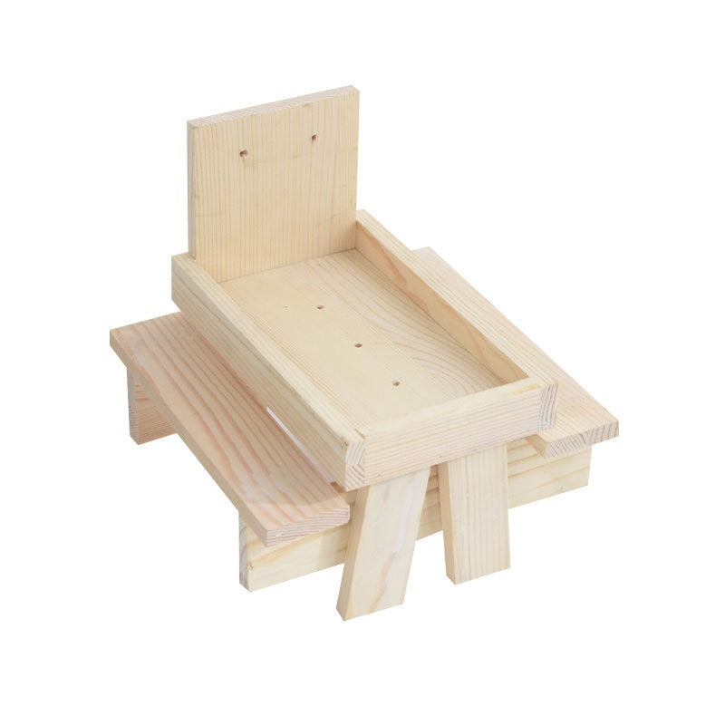 Wooden Squirrel Picnic Table Feeder with Corn Holder