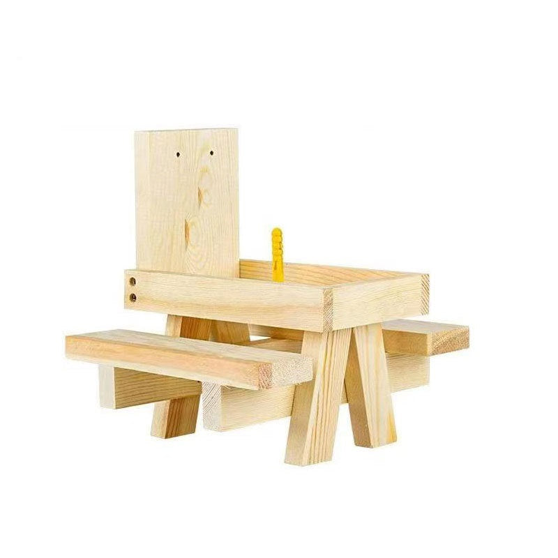 Wooden Squirrel Picnic Table Feeder with Corn Holder