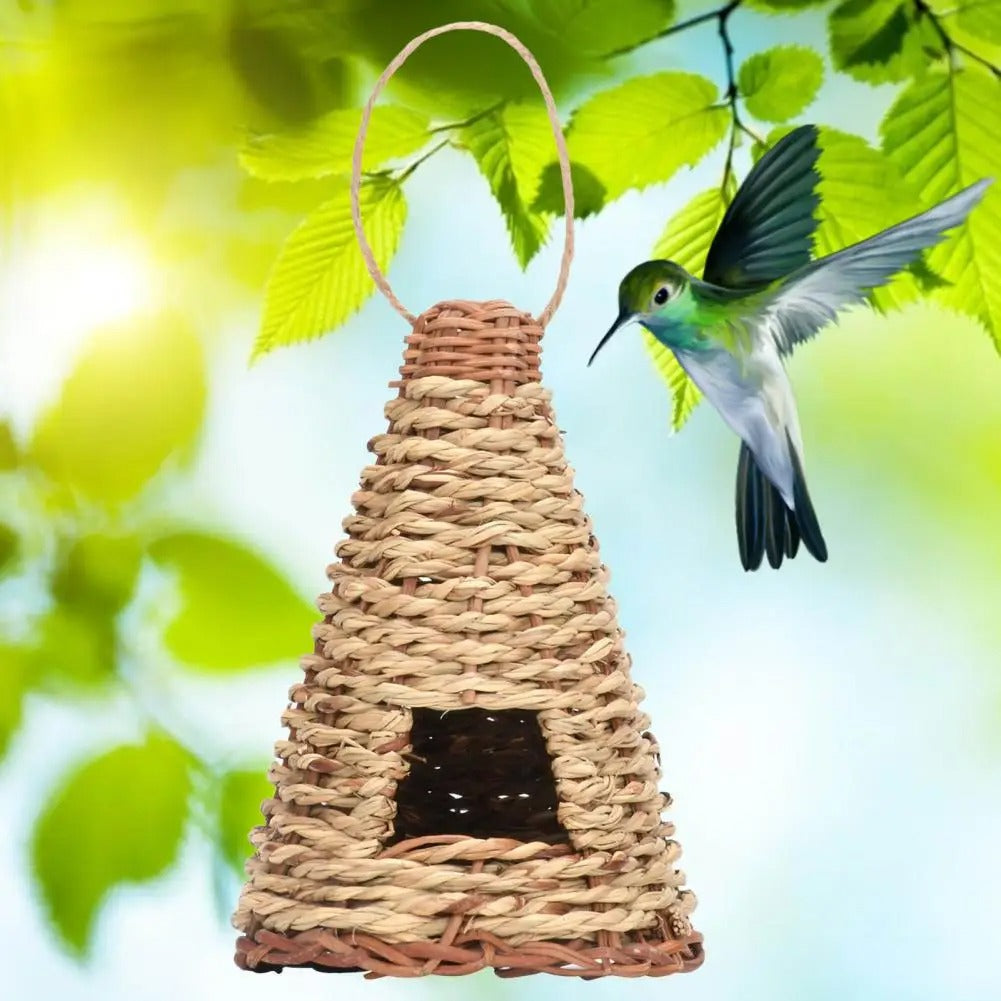 Woven Grass Bird Nest - Flat-Bottom Garden Nest